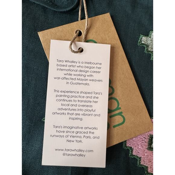 NWT Sz 18 Gorman x Tara Whalley Mirror Green 100% Linen Dress Plus Summer - Picture 7 of 13